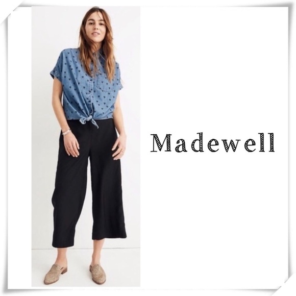 MADEWELL Huston Wide Leg Cropped Crepe Pants In Black Size XS Style#L0297 - Picture 1 of 8